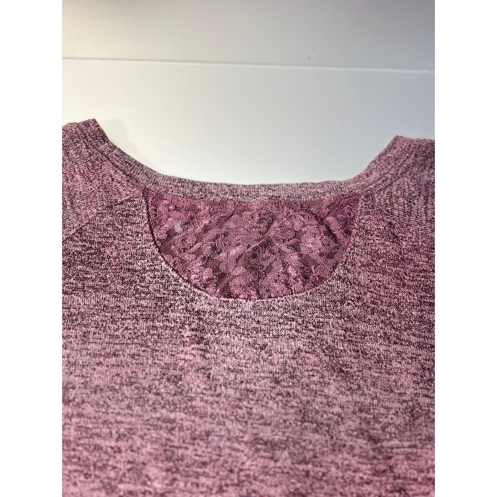 Victoria's Secret Women M burgundy Heathered Lace Inset Long Sleeve Top airport